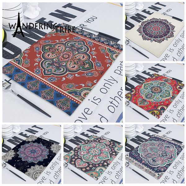

table napkin 42*32cm mandala retro geometric stripe printed cloth dinner napkins boho towels decor serviette