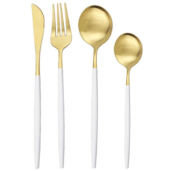 

16pcs/24pcs/32pcs gold matte dinnerware cutlery set stainless steel flatware set dessert spoon dinner kitchen tableware