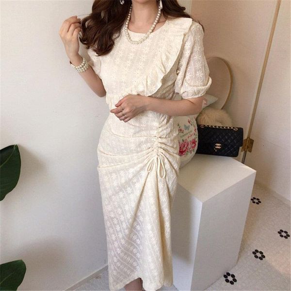 

2021 ruffles drawstring short-sleeved slimming gentle plus stylish office lady feminine all-match elegant dress drop shipping, Black;gray