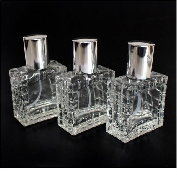 

10pcs/lot 30ml perfume bottle refillable square clear glass spray bottle empty cosmetic makeup atomizer perfume packagin jllrqg