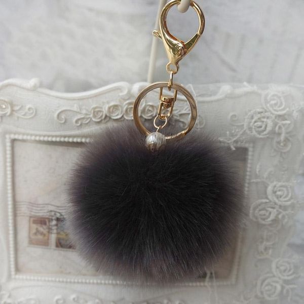 

keychain fluffy rabbit for fur ball women pompon cute pom pom pearl key chain on bag car trinket female jewelry wedding party gift, Slivery;golden