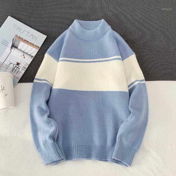 

men's sweaters men and women color matching sweater casual couple bottoming shirt winter versatile comfortable warm knitted sweater1, White;black