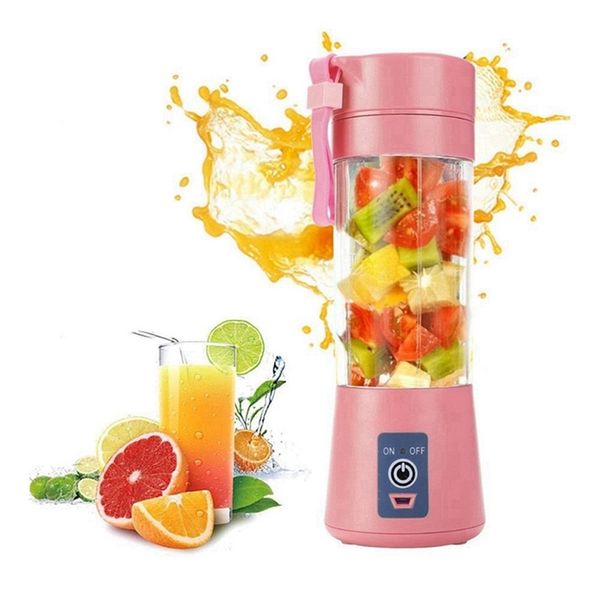 

portable fruit juicer 380ml 6 blades portable electric home usb rechargeable smoothie maker blenders machine bottle juicing cup rra3715