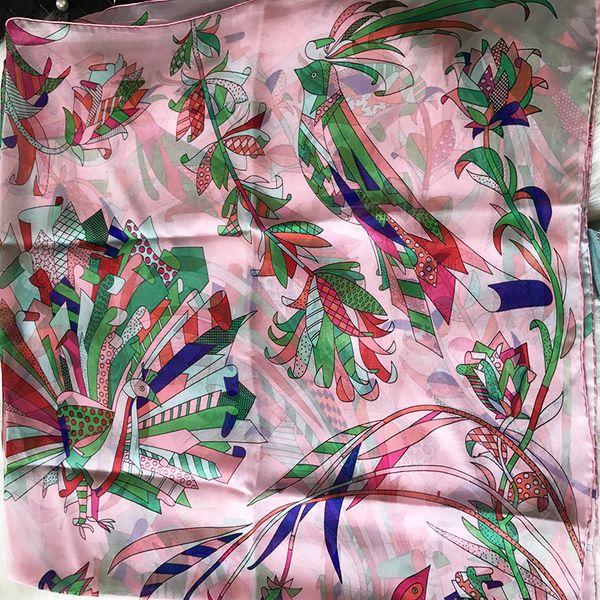 

novo estilo feminino vero leno de seda flor impresso grande xale, Blue;gray