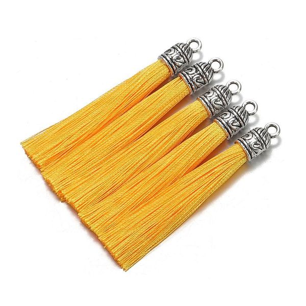 

10pcs lot 6cm silk tassel with silver caps decorative tassels pendants diy earring charm for jewelry making hangling accessories h sqcaze