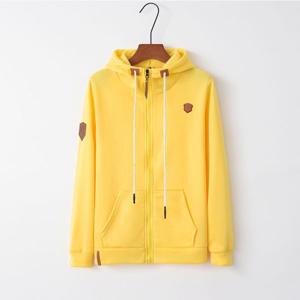 

customized new ladies autumn and winter hooded drawstring sweater fashion zipper jacket, Black