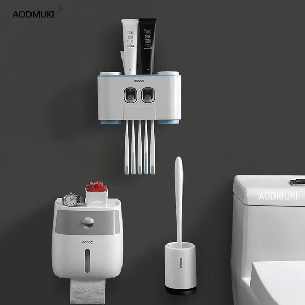 

bath accessory set toothbrush holder automatic toothpaste dispenser toilet brush tissue box paper bathroom accessories waterproof