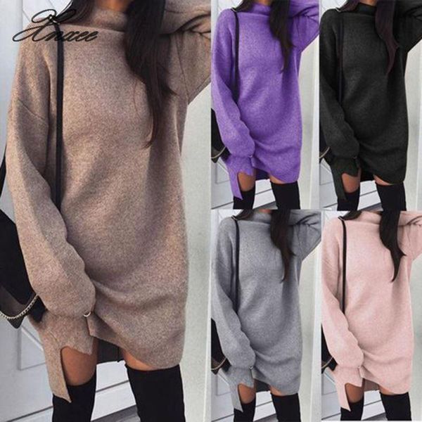 

women clothes autumn winter long sleeve solid pullover turtle neck polyester sweatshirts, Black
