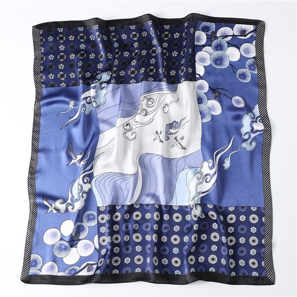 

новая мода шарф шелковый площади женщины лучшие качества шали мода печати шея шарфы 2020 весна лето бандана foulard femme подарка wmttee, Blue;gray