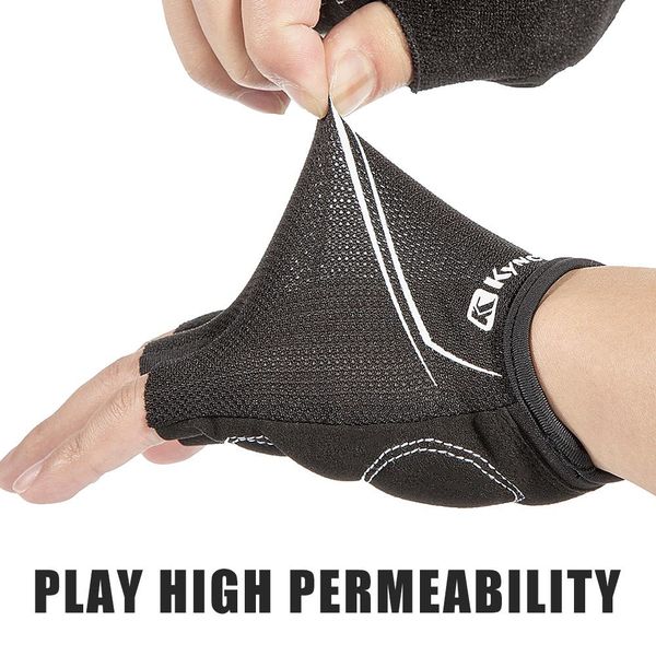 

kyncilor cycling bike half short finger gloves shockproof breathable mtb road bicycle gloves men women sports cycling equipment wmttoz, Black