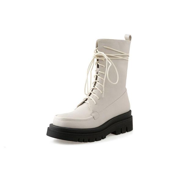 

boots the women ankle genuine leather riding casual platform shoes woman winter warm heels, Black