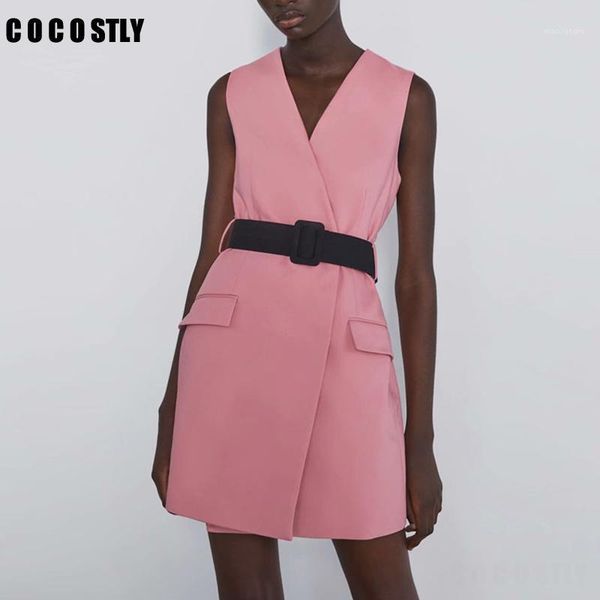 

pink waistcoat women sleeveless vest lady blazer jacket lady belt waist long vest autumn chalecos para mujer gilet femme1, Black;white