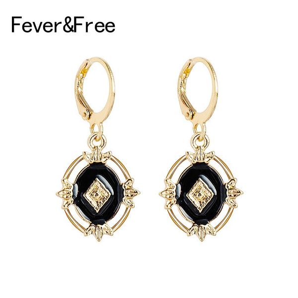 

fever&cute small vintage enamel hoop earrings for women geometric hollow black earrings pendientes mujer jewelry accesorios, Golden;silver