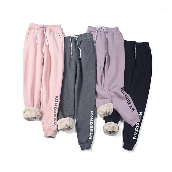 

women pants winter thick cashmere sports pants women loose plus size fashion casual villus1, Black;white