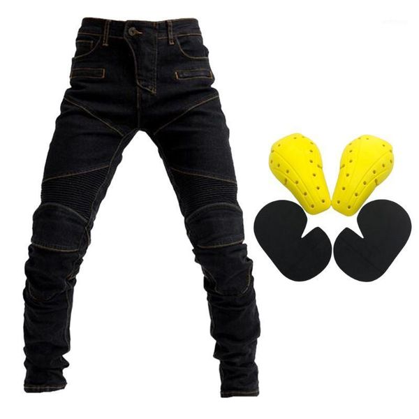 

men's motorcycle motorbike riding jeans armor racing pants with 4 knee hip protector pads (s, m, l xl, xxl, xxxl black)1
