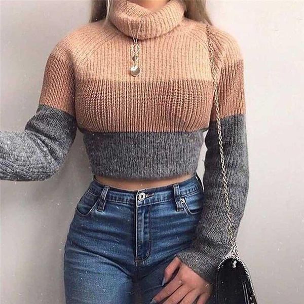 

turtleneck sweaters navel bare cropped women autumn winter ribbed jumpers lady knitted pullovers short sweaters1, White;black