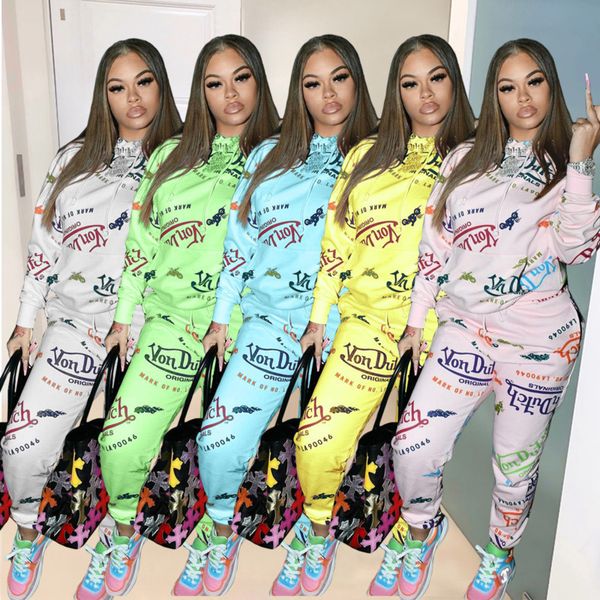 

women designers clothing 2 piece set winter fashion letter hooded tracksuits sportswear long sleeve trousers jogging suits, White