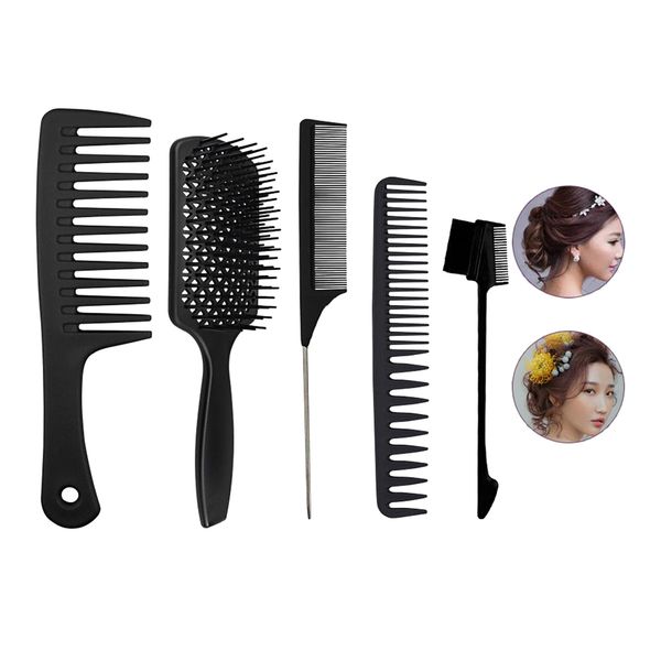 

1 set salon hair styling plastic barbers brush combs set for long thick thin hair set, Silver