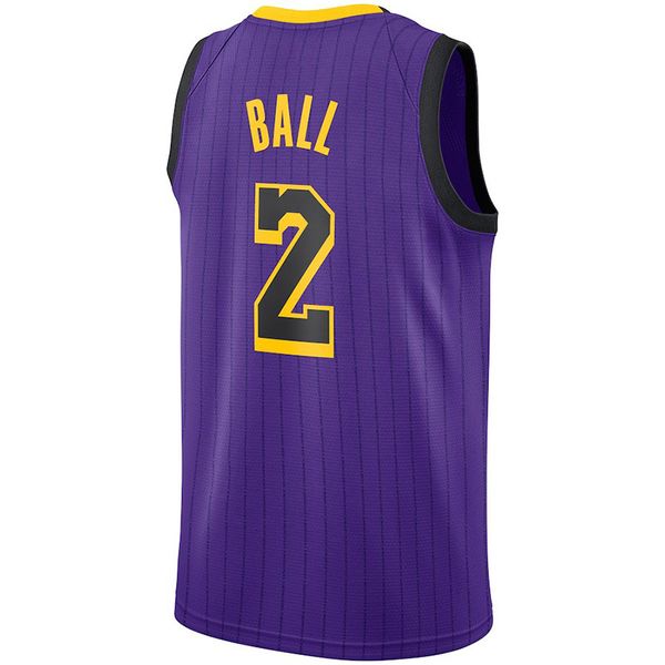 

18-19 city 2021 new basketball jersey 2 ball color purple size s-xxl, Black;red