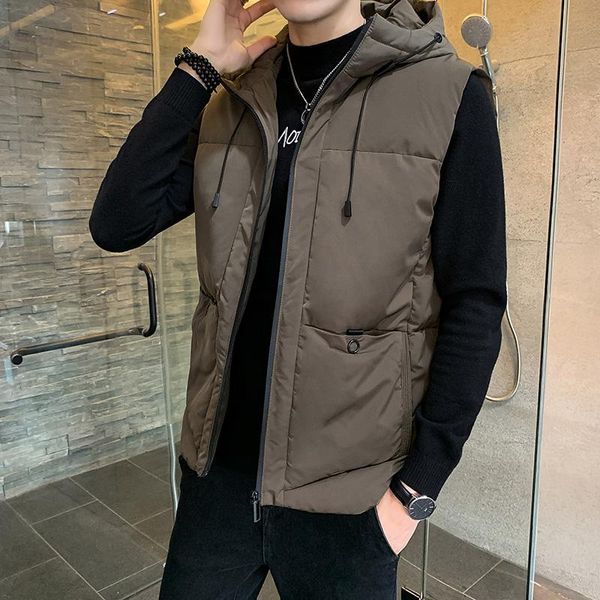 

men's vest men's autumn and winter new style down cotton vest thickened large size warm waistcoat jacket, Black;white