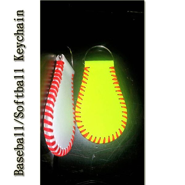 

softball baseball & softball keychain, key chain, leather softball gift keychain, key chain, custom baseball, real leath, Slivery;golden