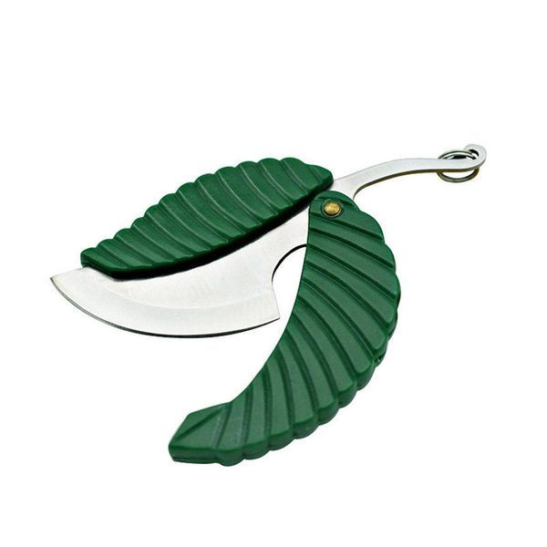 

1pcs green mini folding pocket knife leaf shape styling keychain knife outdoor camp fruit knife camping hiking survival tool wvtkb