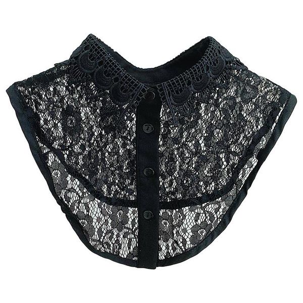 

bow ties linbaiway women lace floral fake collar detachable lapel necklace shirt false blouse sweater half-shirt vest nep kraagie, Black;gray
