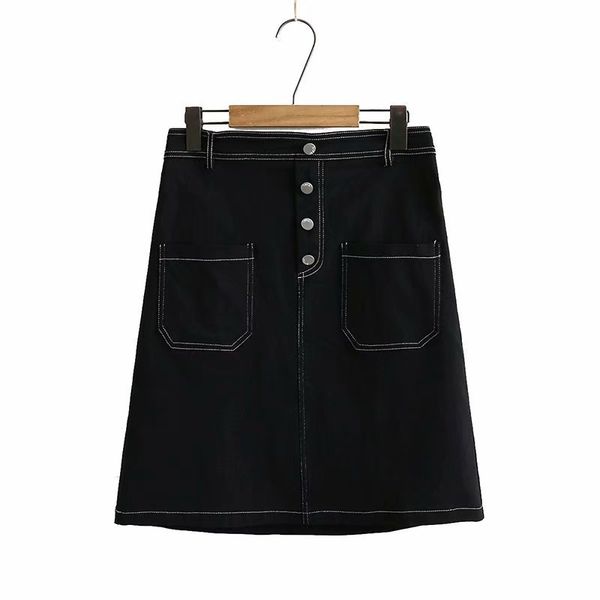 

women's xl-4xl black big elegant size the simple line fashion skirts 11jn