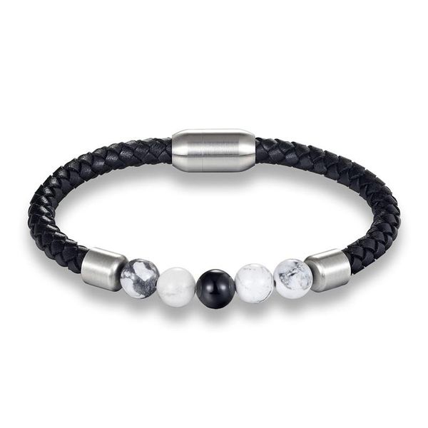 

mkendn высококачественные тигровые глазные каменные бусины заплетенные кожаные браслет из нержавеющей стали магнитные пряжки мужчины ювелирн