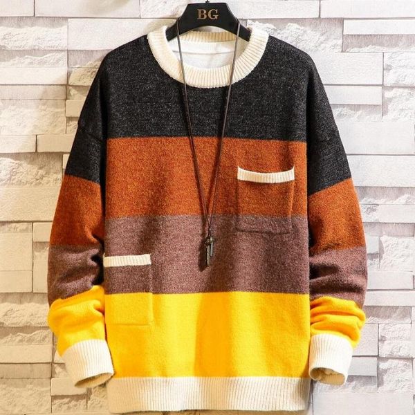 

6xl 5xl cashmere sweater men winter new knitwear thick loose men's pull sweaters with pockets fashion soft warm male pullovers, White;black