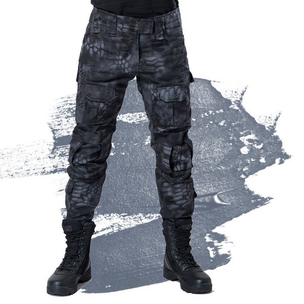 

2019 men's military snake camouflage tactical pantalon homme pants cargo army combat trousers 70707, Black
