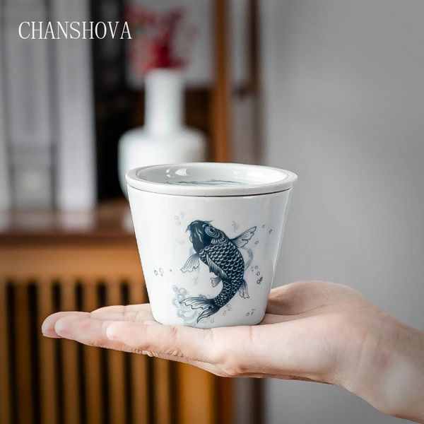 

chanshova 120 мл традиционный китайский стиль ручной росписью керамики с крышкой чашка китай фарфоровые кофейные чашки h378 sqcgly
