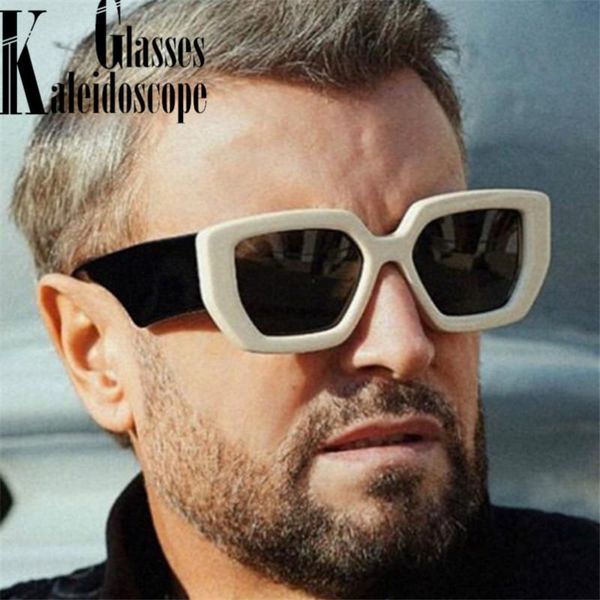 

sunglasses retro square green black women men hip hop sun glasses female wide leg gradient eyeglasses uv400 goggles, White;black