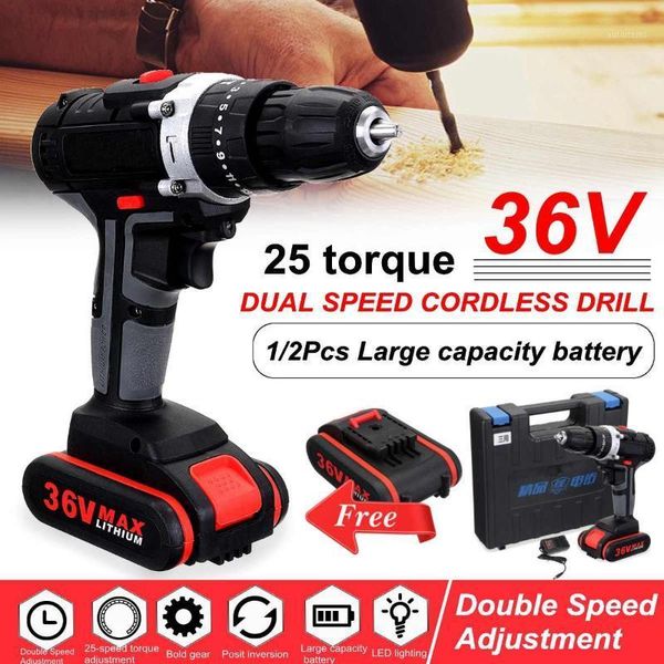 

36v electric screwdriver cordless electric drill handheld with 2 lithium battery 28nm household screwdriver power tool1