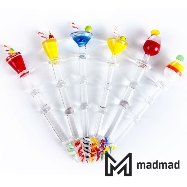 Cartoon Glass dabber 115mm per Quartz Banger Nail High Borosilicate Glass Accessori per fumatori Bong Pipes Smoking Oil Wax Rig