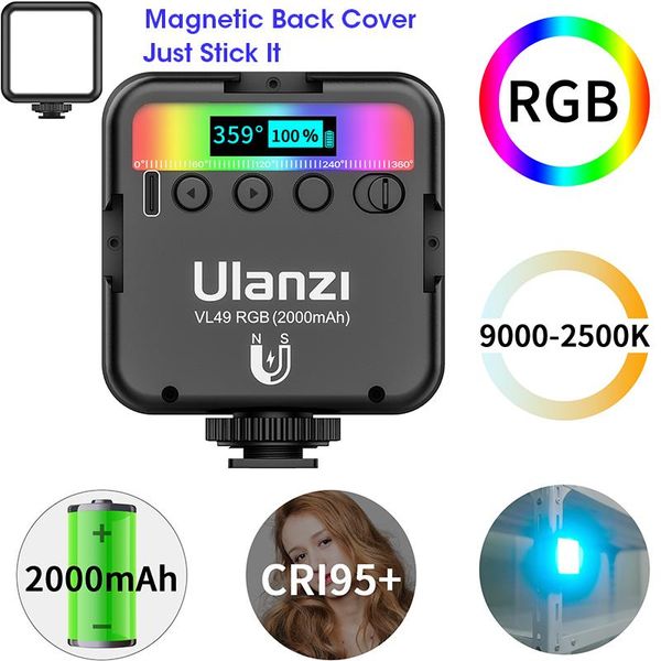 

vl49 full color mini rgb led video light 2000mah portable pocket pgraphic lighting vlog fill light smartphone dslr slr lamp