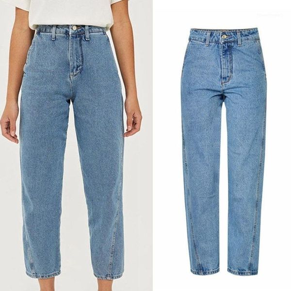 

women's jeans women fashion high waisted loose straight leg trendy cool street denim pants nine points pants1, Blue