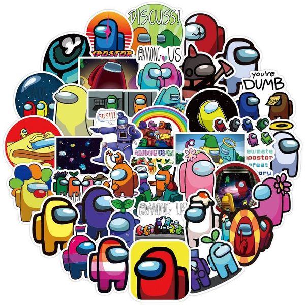 

100pcs/set non repeat among us game stickers for skateboard fridge guitar lapmotorcycle travel luggage cartoon kid stickers