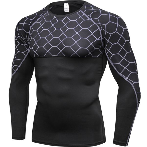 

muscle compression shirt men tights long sleeves t shirt thermal fitness gym plus size xxl, White;black