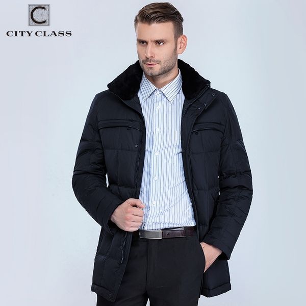 

city class business new men fashion jackets coats long casual biodown removable fur collar men winter thick jacket parkas 13291 201204, Black