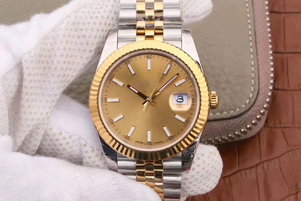 

men's watch 41mm automatic date business men luminous 316l stainless steel sport movement watch250y, Slivery;brown