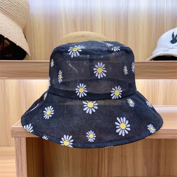 

womens sweet cute floral bucket beach summer wide brim sun hat kentucky derby church party hats cap in black white blue y200714, Blue;gray