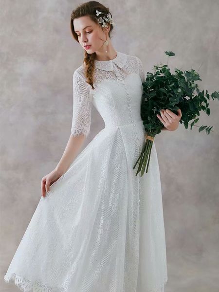 

2021 new elegant wedding gown romantic light as bride dressed a brand-new robe mariage-ankle-length zipper 5hpb, Blue;red