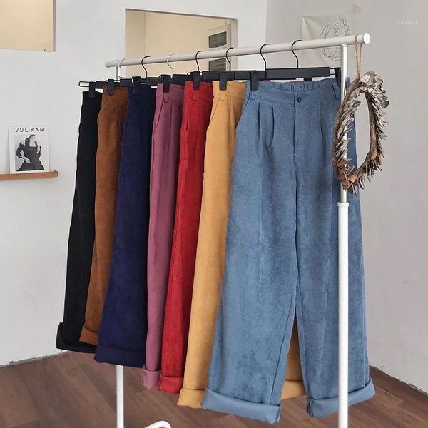 

gagarich retro corduroy pants 7-color long versatile korean style student 2020 solid color autumn winter casual trousers loose1, Black;white