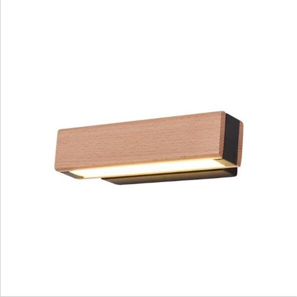 

wall lamp modern nordic simple wooden iron rectangle led for living room bedroom stair entrance deco porch light 21/31cm 1665