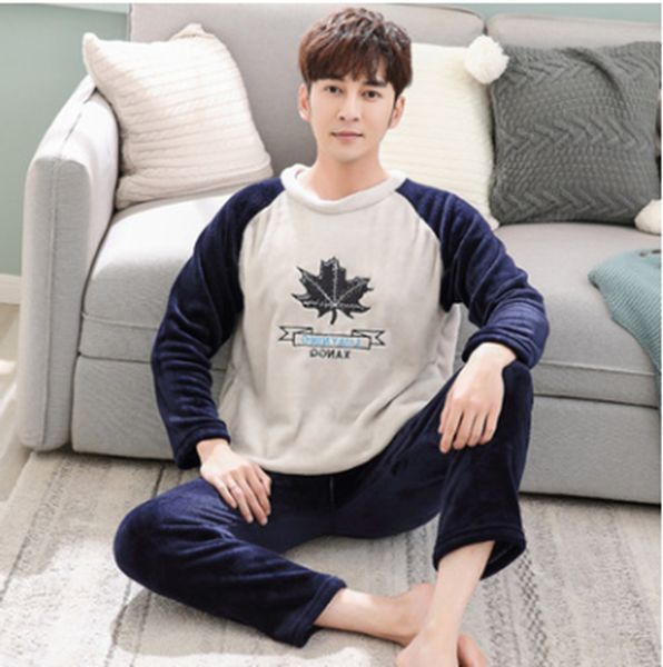 

cartoon pajamas set men's clothing coral fleece pyjamas autumn winter flannel thicken warm sleepwear suit casual homewear xxxl, Black;brown