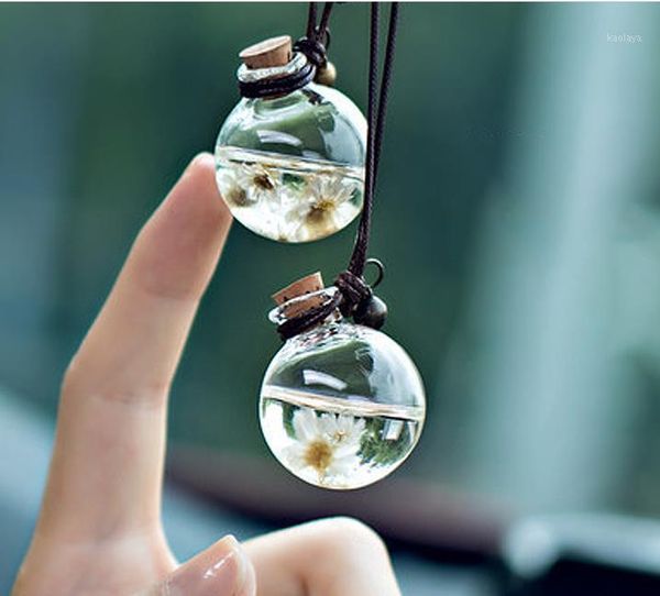 

car hanging perfume pendant bottle air freshener with flower auto essential oils perfume bottle diffuser automobiles ornaments1