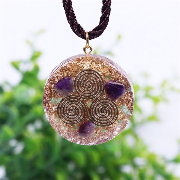 

reiki orgonite energy pendant transfer natural crystal sweater chain men and women necklace bring lucky healing 201013, Silver