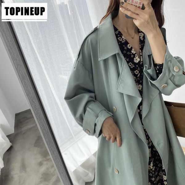 

women's plus size long trench coat korean style plain solid color double breasted chic sashes overcoat for ladies1, Tan;black