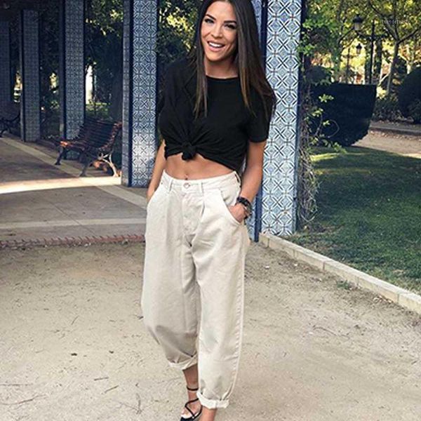 

women's jeans women streetwear pleated mom high waist loose slouchy pockets boyfriend pants casual ladies denim trousers1, Blue